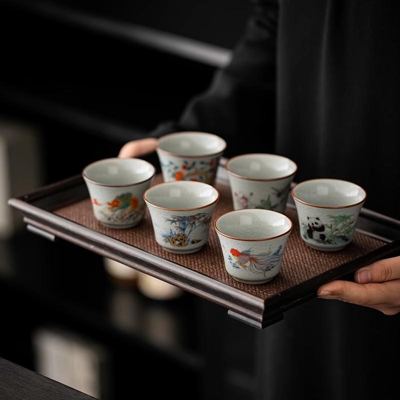 Ru Klin Porcelain Teacup Chinese Kung Fu Gongfu Master Cups Ceramic Retro Tea Bowls Tea Ceremony Teaware Set Household Drinkware