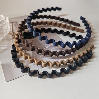 2PC Women's Vintage Wave Hairbands Set European American Style Solid Bezel Headbands Fashion Accessory for Girls