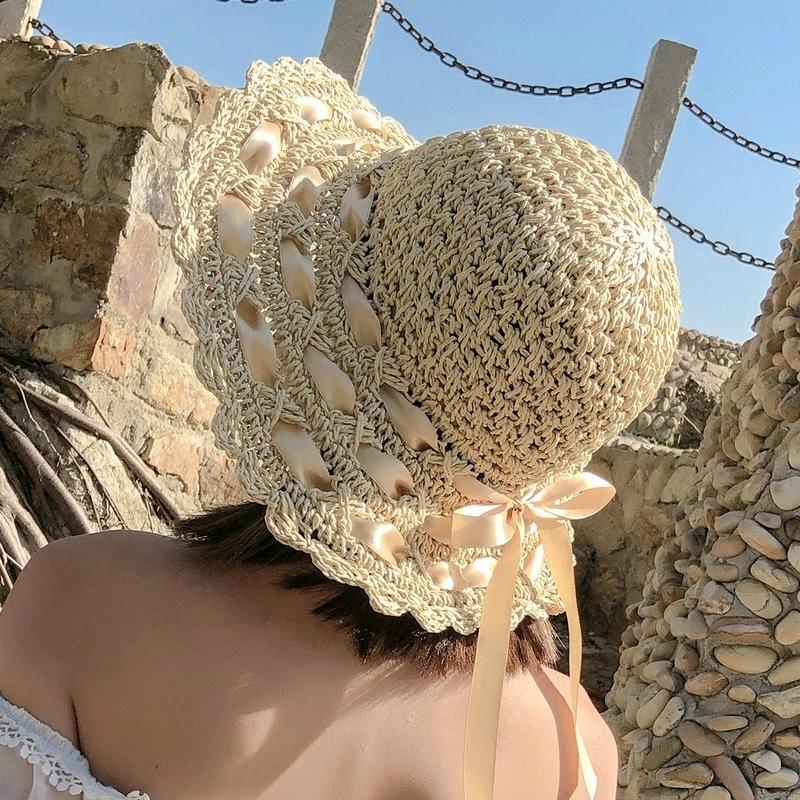 Sun Hat Girl Summer Small Fresh Beach Hat Seaside Sun Protection Sun Hat Korean Version Versatile Bohemian Cool Straw Hat