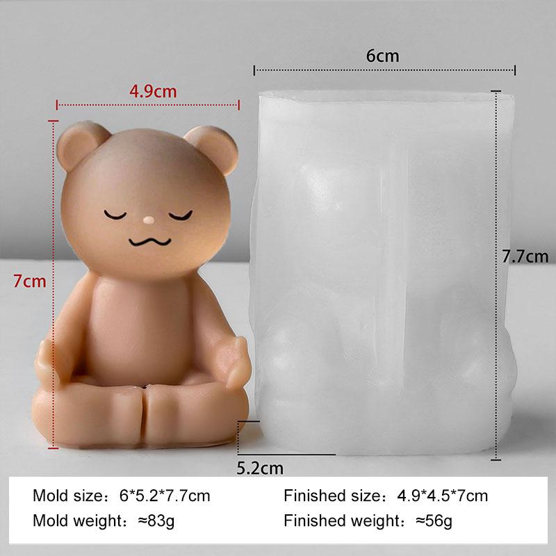 Meditating Bears Aroma Candle Silicone Mold Handmade Soap Candle Making Supplies Resin Plaster Form Bear Home Decor Molds