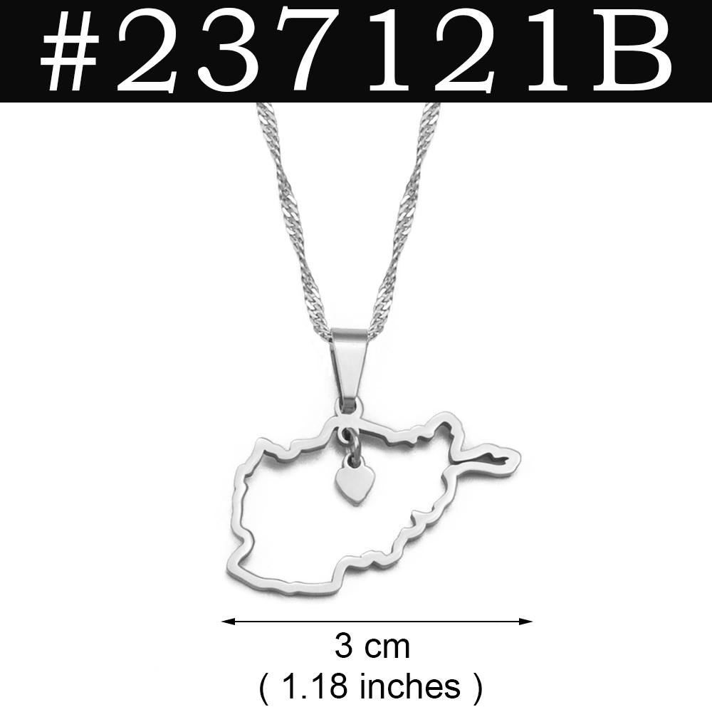 Anniyo Heart Afghanistan Map Pendant Necklaces for Women Girls,Afghan Jewelry @237121 45cm or 17.7 Inches