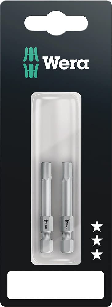 

WERA Driver Bits for Hex Socket Cutting 50mm Overall 073061 of Hex-Plus Screws, 6.35mm Drive, 6.0mm Edge, Length, (Pack 2)