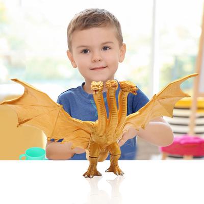 Zlatá tříhlavá figurka draka Cool plast realistická létající drak Akční figurka Model Ornament Hračka Stolní dekorace Kluci Děti Dospělí Dárek