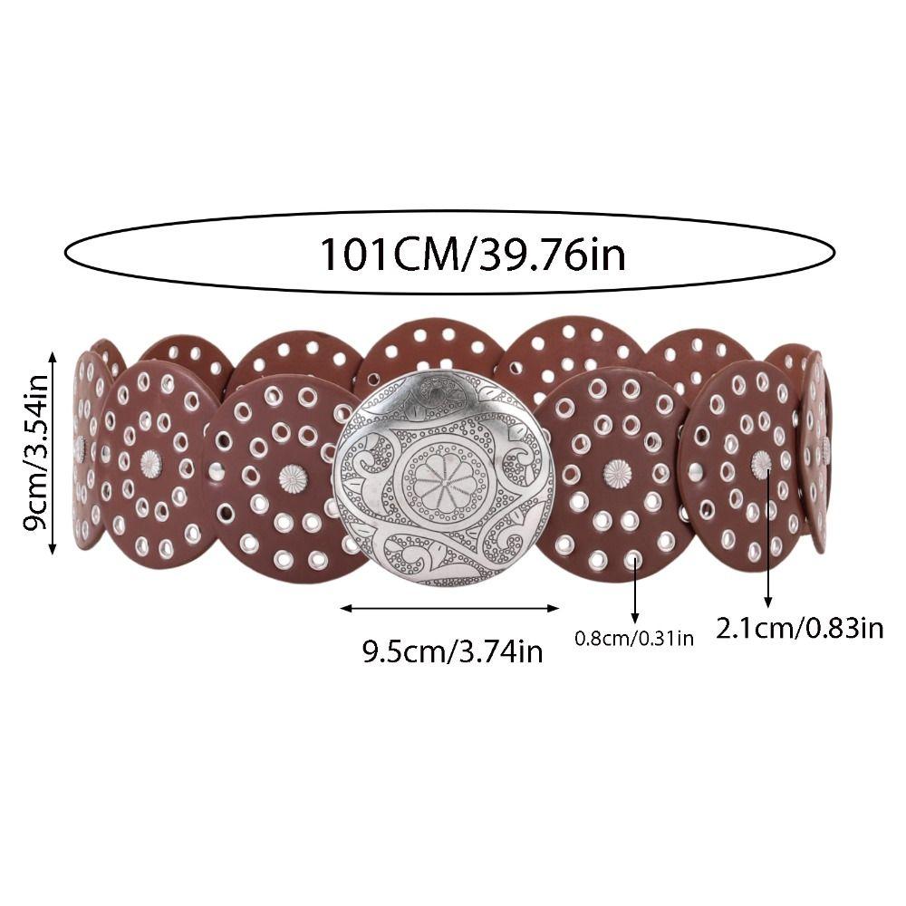 Exaggerated Cowboy Hollow Belt Y2K Wide Disc Belt Cowboy Wide Disc Belt Disc Belt  for Women