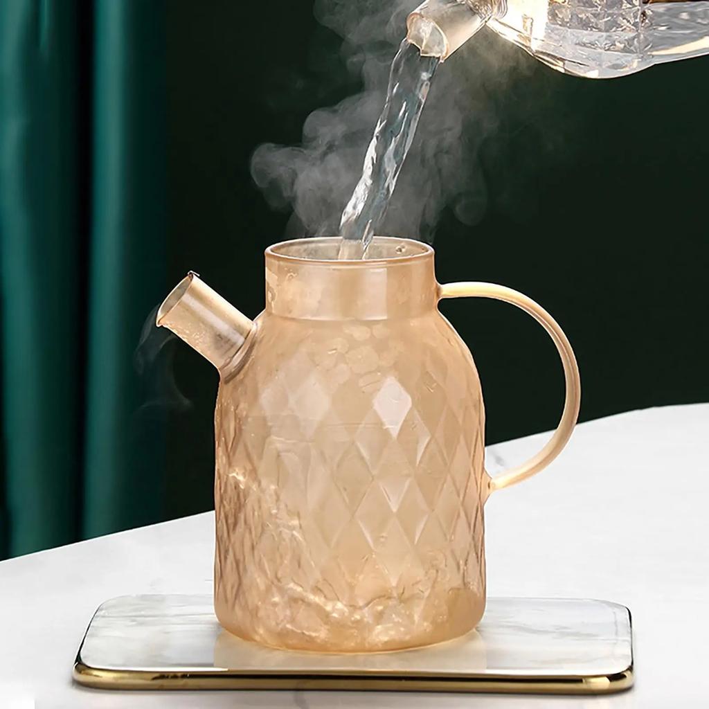 1/1.8L Glaskanne für Herd/Mikrowellengeeignetes Glas Borosilikat Kaffeekanne mit Sieb Teekannen für losen Tee Trinkgeschirr