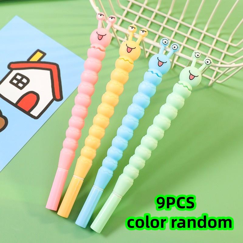 

Pack of 9, Random Color Caterpillar-Shaped Black Gel Pens, Ballpoint Pens, Water-Based Pens, Office Supplies, Stationery, Smooth Writi