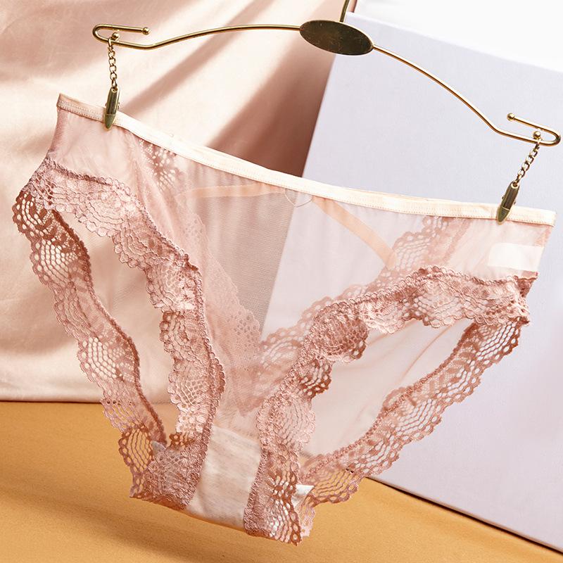 Sommer Damen Slips Hohlspitze Dreieckshose Bedruckt Eis Seide Niedrige Taille Schleife