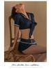 Manyan Sexy Policewoman Lace Top & Pleated Skirt Uniform, Bold Backless Design