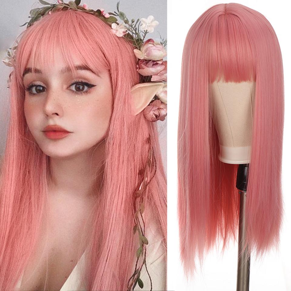 💰Kaufe Long Straight Hair Synthetic Wig Women Golden BangsGolden Wig Party  Cosplay Wig zum besten Preis im Online-Shop bei Joom