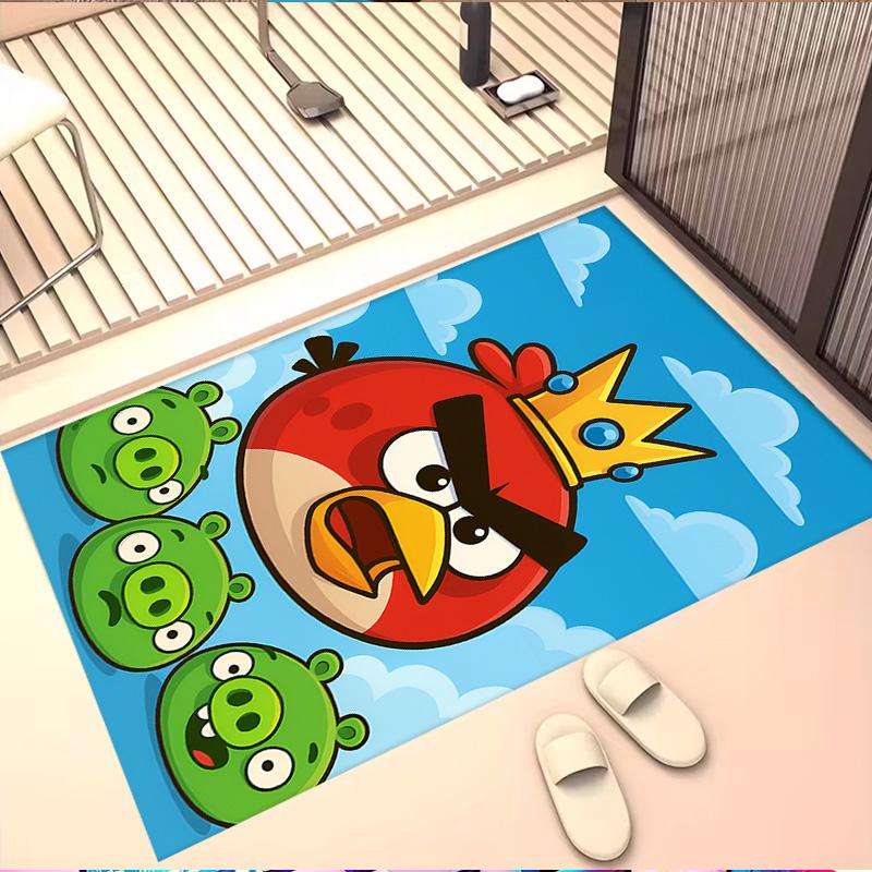 Angry Birds Print Rug, Washable Floor Carpet, For Entryway Dorm Laundry Room Office Study, Home Decor Birthday Christmas Gift