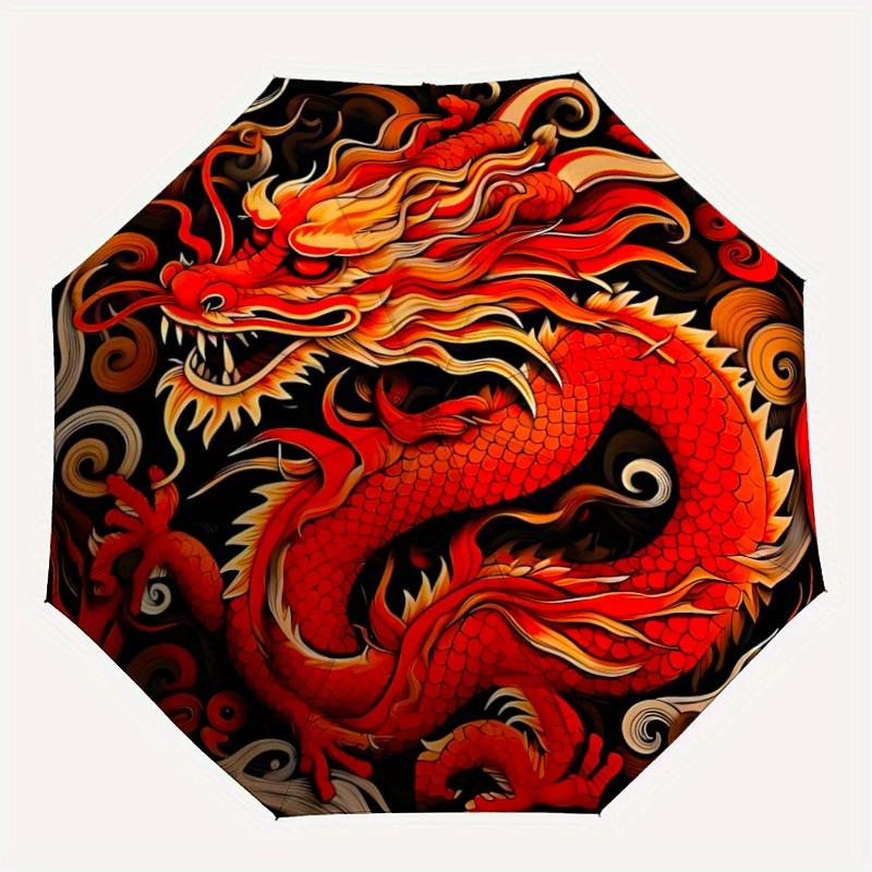 

1pc Dragon Design Automatic Opening/closing Umbrella with Auto Open/Close, Windproof, Foldable Sunshade yy250811137
