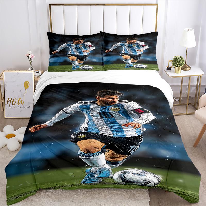 Argentina Football Player Action Print 3Pcs Bedding Setduvet Cover With 2 Bedropillowcase Home Birthday Gift