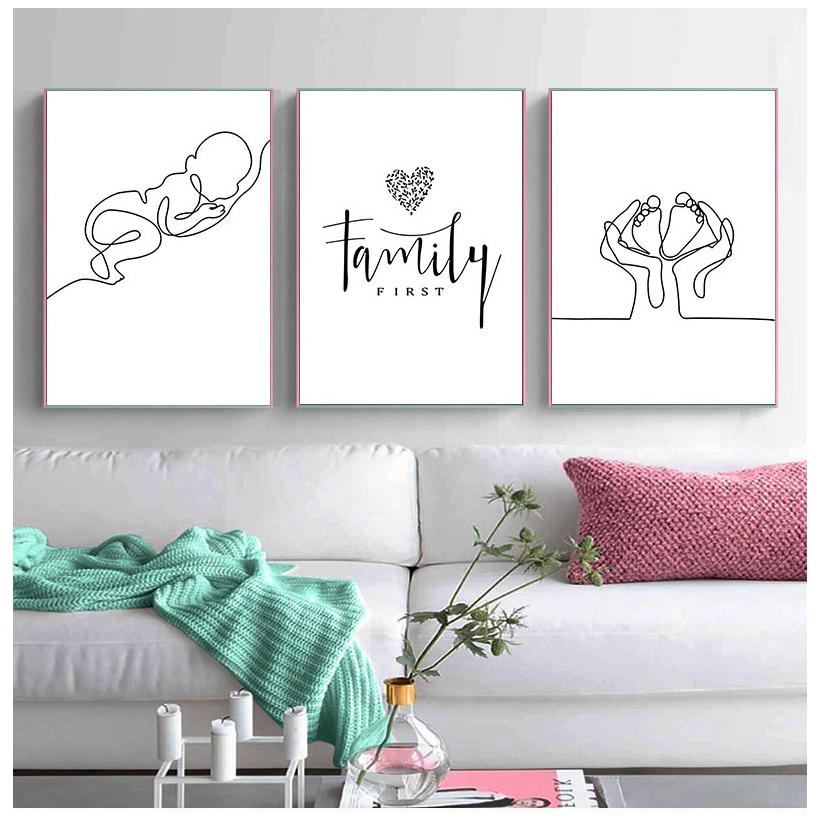 Geometric Line Drawing Picture Home Decoration Nordic Canvas Painting Wall Art Figures Family Love Poster