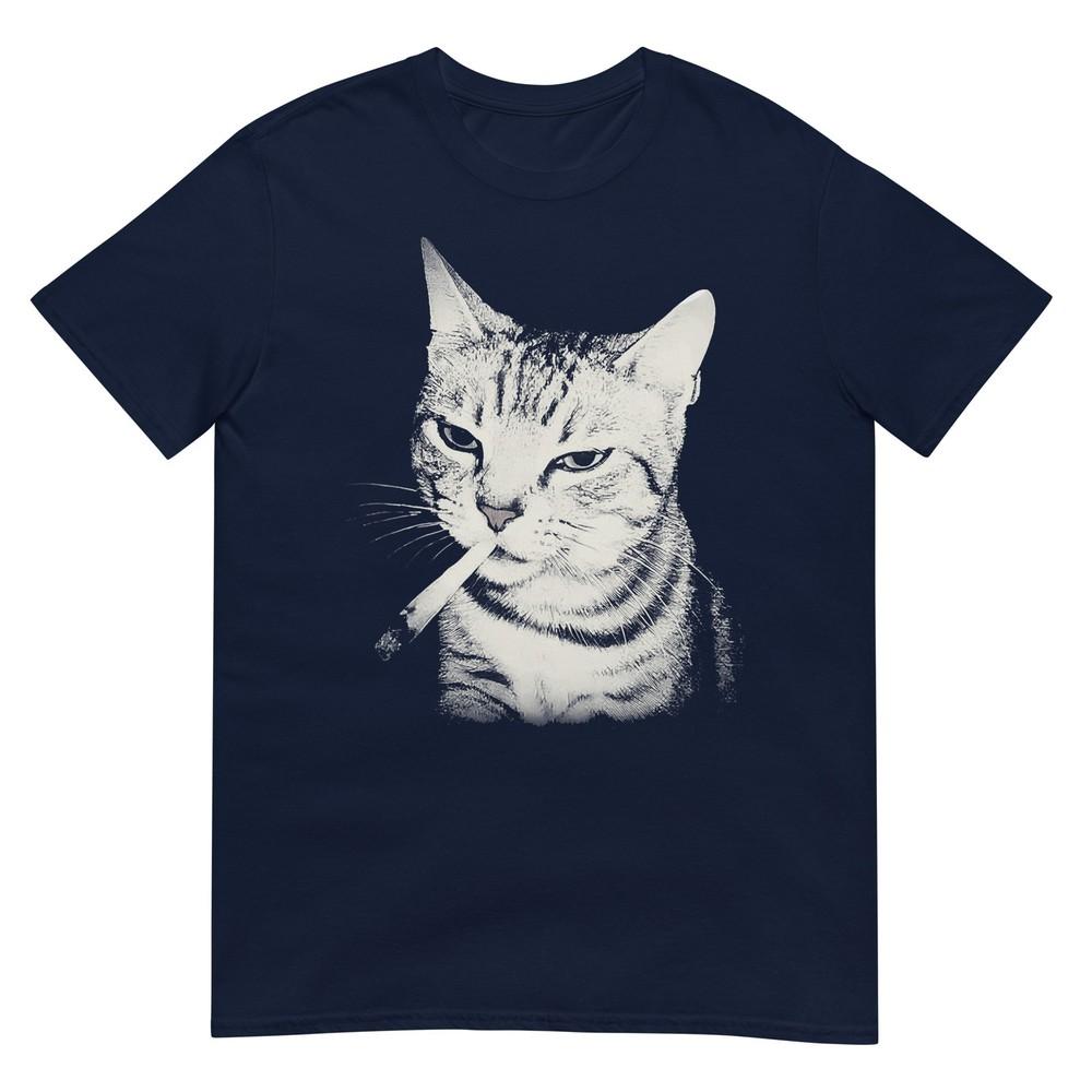 Smoking Cat Cigarette Kitten Funny Meme Stupid Brainrot Tshirt S