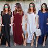 Women's Fashion Summer Spring Solid Color Print Short Sleeve V-Neck High Waist Casual Dresses