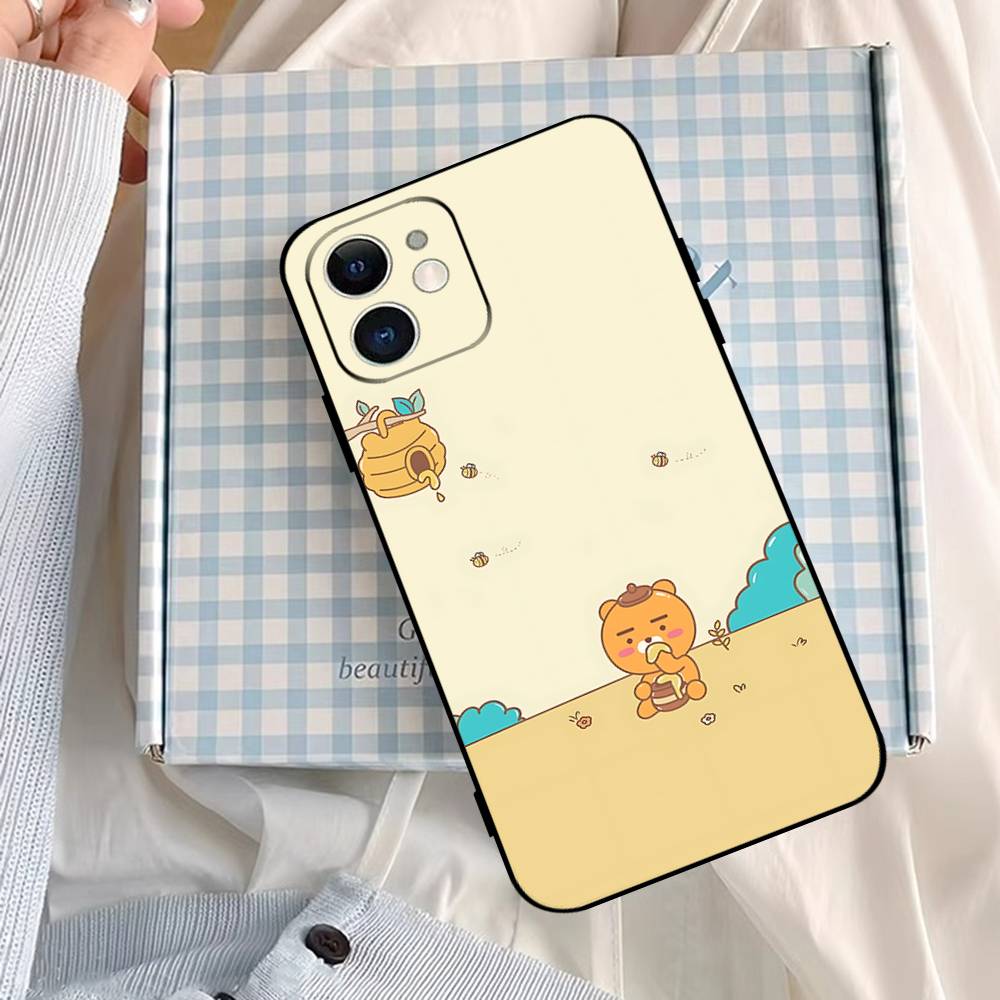 Cartoon K-kakao Cute Friends Phone Case For IPhone 1716 15 14 13 Pro Max 11 12 Mini X Xs XR Black Silicone Cover