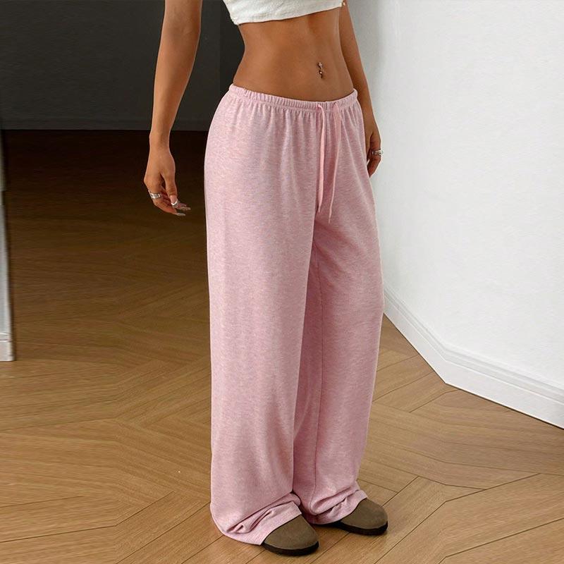 Women's Fashion Solid Color Fashion Trousers Vintage Drawstring High Waist Straight Pants Fall Winter Casual Streetwear