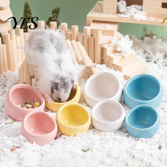 Durable Hamster Dish Ceramic Food Bowl, Small Animals Feeding Drinking Non-tip Pet Bowl for Dwarf Gerbil Rat Mice Guinea Pig Golden