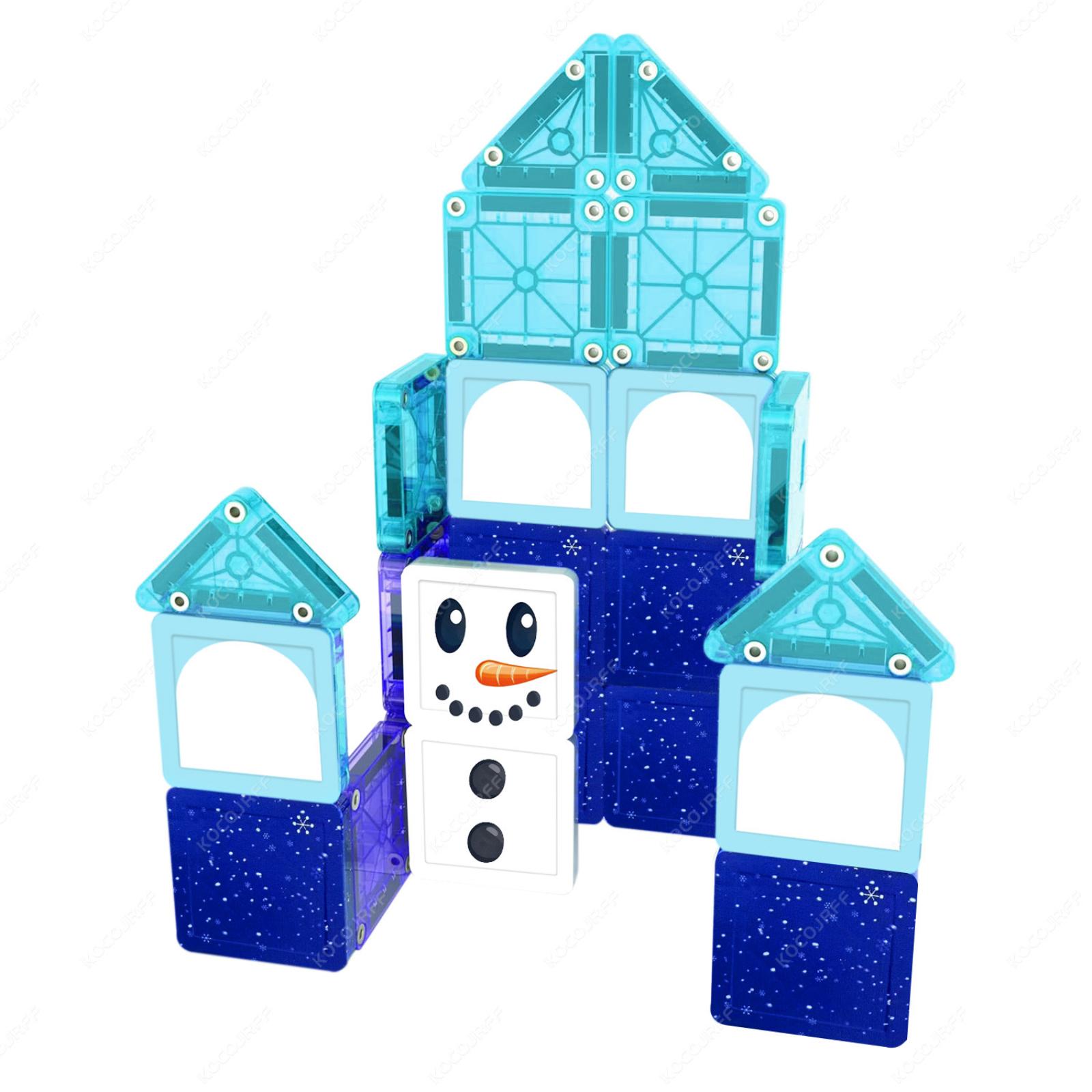 

26 Зимних Магнитных Листов Игрушек, Рождественский Снеговик Снежинка Строительный Блок Портативные Игрушки One Size синий