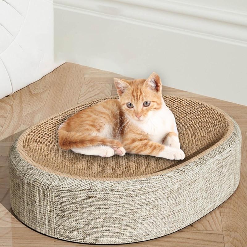 Postazione Lettino Graffiatoio Ovale Ergonomico in Sisal per Gatti per Migliorare il Comfort del Sonno Promuovere il Riposo e l'Intrattenimento per Gatti Annoiati