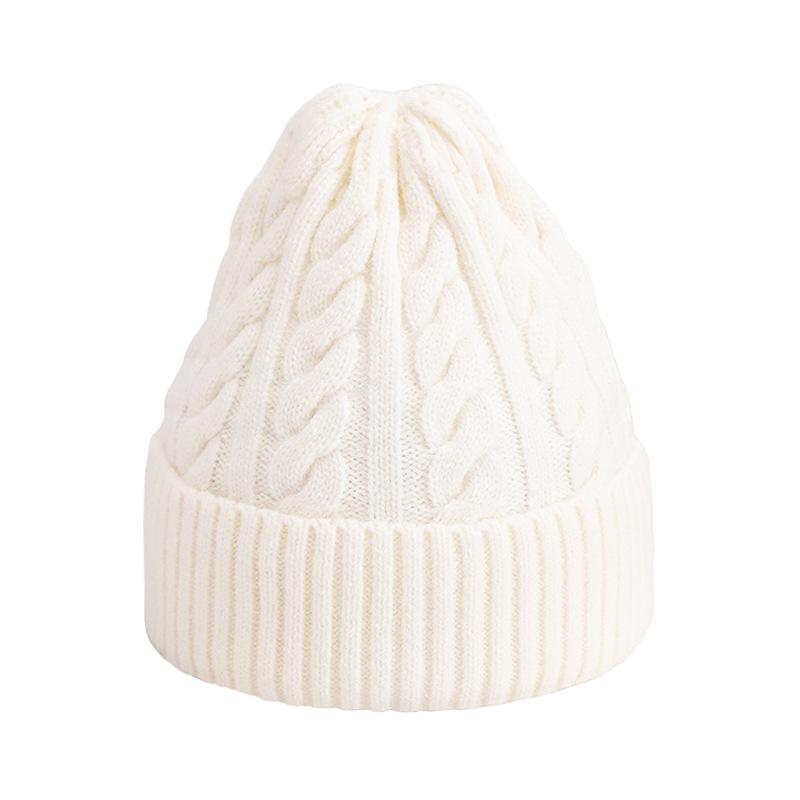 Hat Japanese-style Unisex Winter Beanie Warm Thick Cold-proof Adjustable Geometric Pattern Custom Embroidery One Size белый
