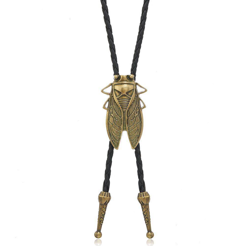 Vintage Punk Men s Pearl Cicada Pendant Necklace with Resin Sporty Sweater Chain Blade