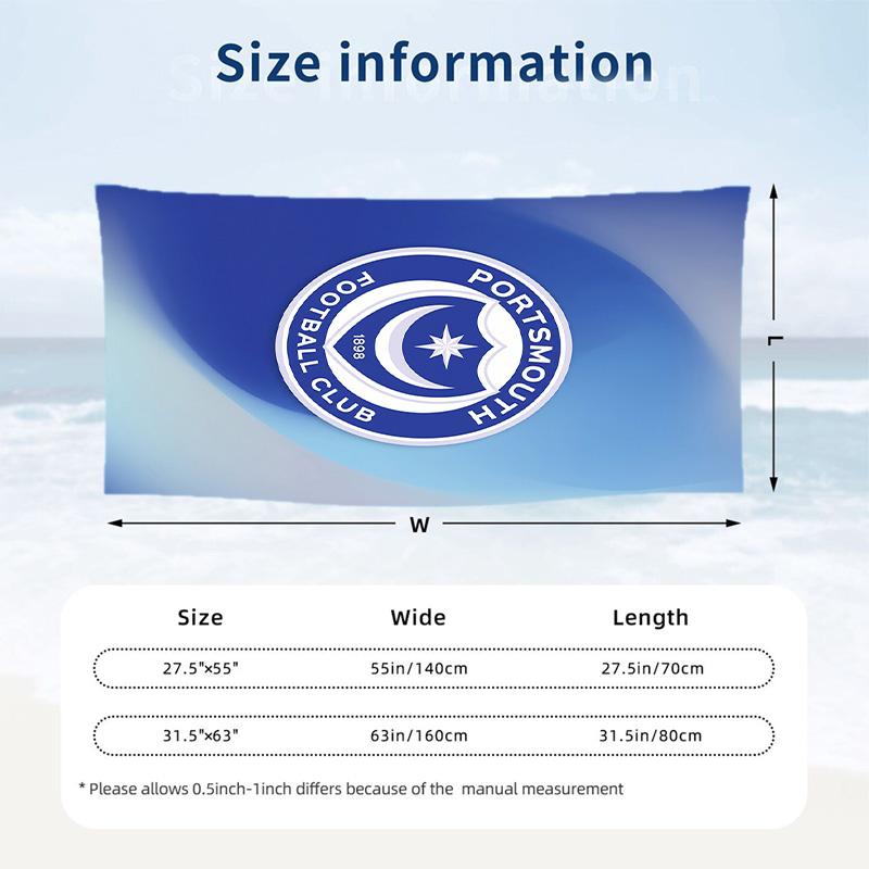 Portsmouth FC Print Quick Dry Beach Towel Microfiber Absorbent Portable Travel Swimming Towel