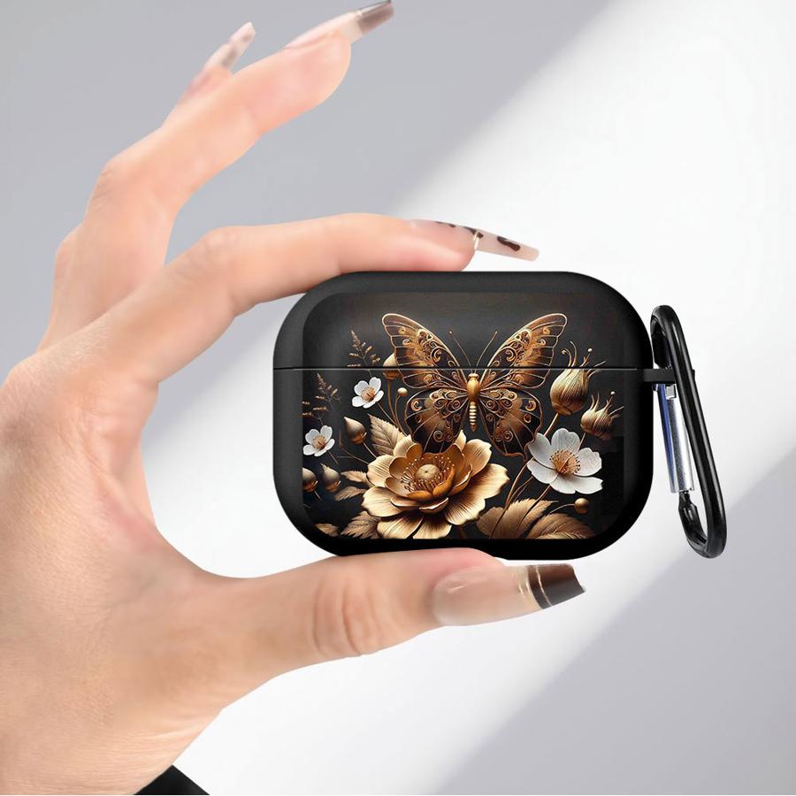 Golden Butterfly Flowers Soft Earphone Cases Cover Case For Airpods Pro3 Pro2 2 3 1 4 Pro