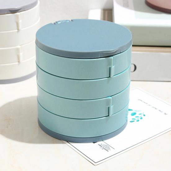 קופסת אחסון לתכשיטים פלסטיק רב-שכבתית אטומה לאבק עמידה בפני לחות סיבוב 360 מעלות מארגן תכשיטים עם מראה מובנה