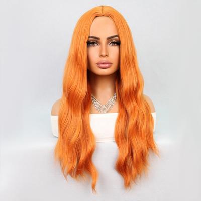 Oranžově hnědá paruka Syntetické dlouhé paruky pro ženy Vlnitý účes Cosplay Halloweenská párty Přirozená Sexy dámská paruka