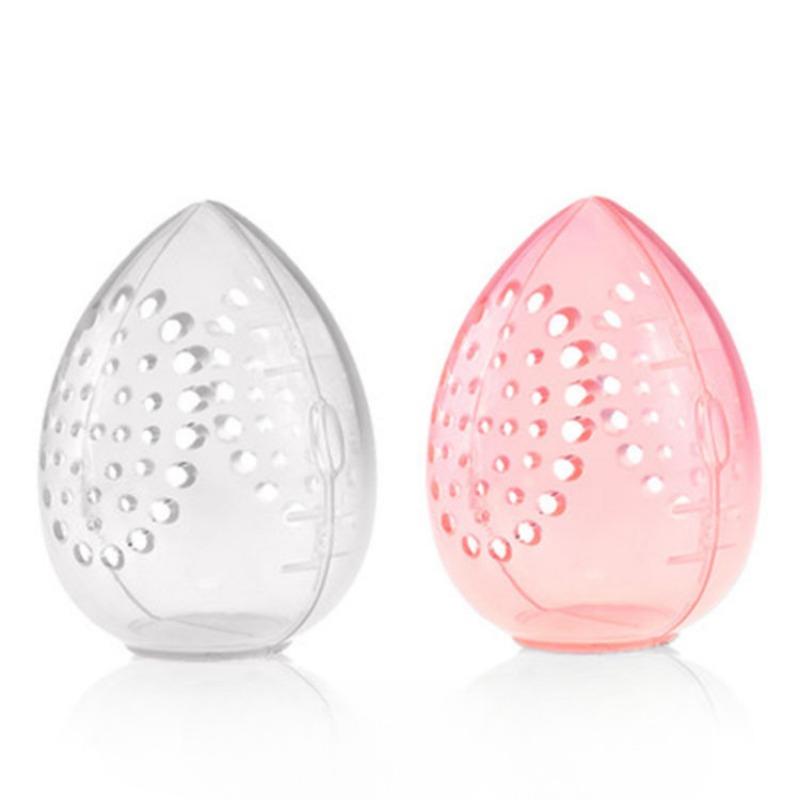 

2Pcs Pink & Transparent Hollow Egg Shape Beauty Sponge Holder Protector Case Portable Travel Storage Box for Makeup Sponge Puff
