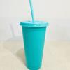 Reusable Drinkware With Straws,Lid Flash Powder Water Bottle Plastic Tumblers Straw Drinking Cup Cold Drink Tumbler