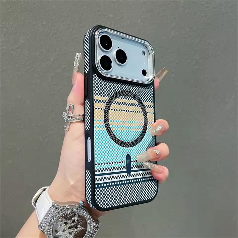 Slim Magnetic Striped Pattern Case for iPhone 17 Air Pro Max 16 15 14 Plus Pro Max for Magsafe Shockproof Ultra Thin Colorful Cover