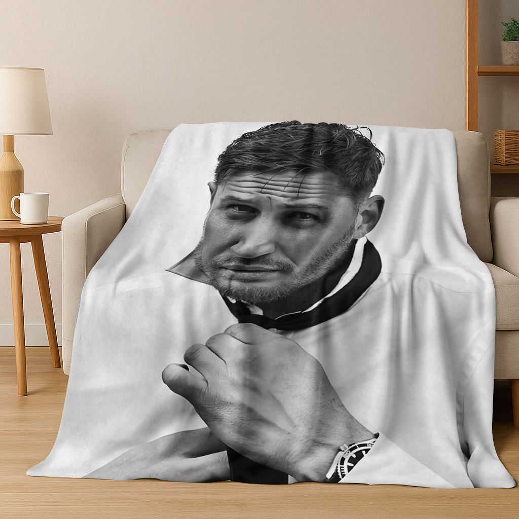 3D Tom Hardy Art Actor Star Flannel Blanket,Cozy Soft Throw Blanket for Home Bedroom Bed Sofa Picnic Office Cover Kids Gift