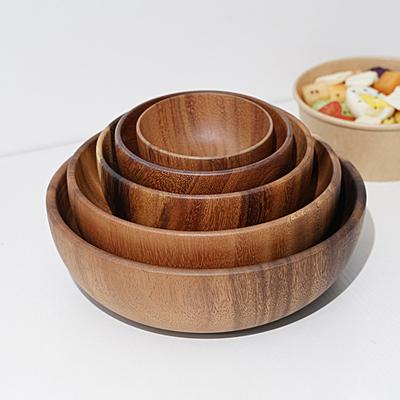 Runde Salatschüssel, BPA-frei, Mehrzweck-Obstsalat-Servierschüssel aus Holz mit großem Fassungsvermögen