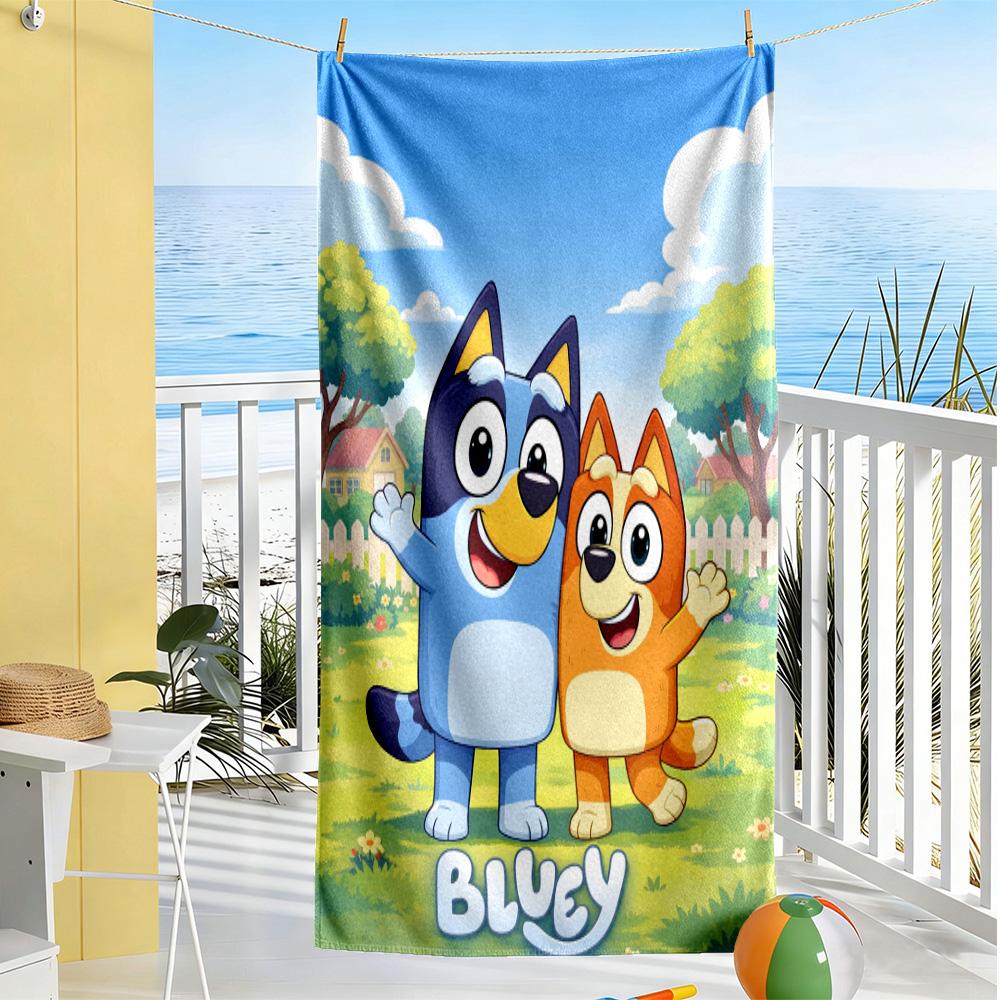 Bluey Friends Adventure Beach Towel Super Soft & Absorbent Comfortable Lightweight