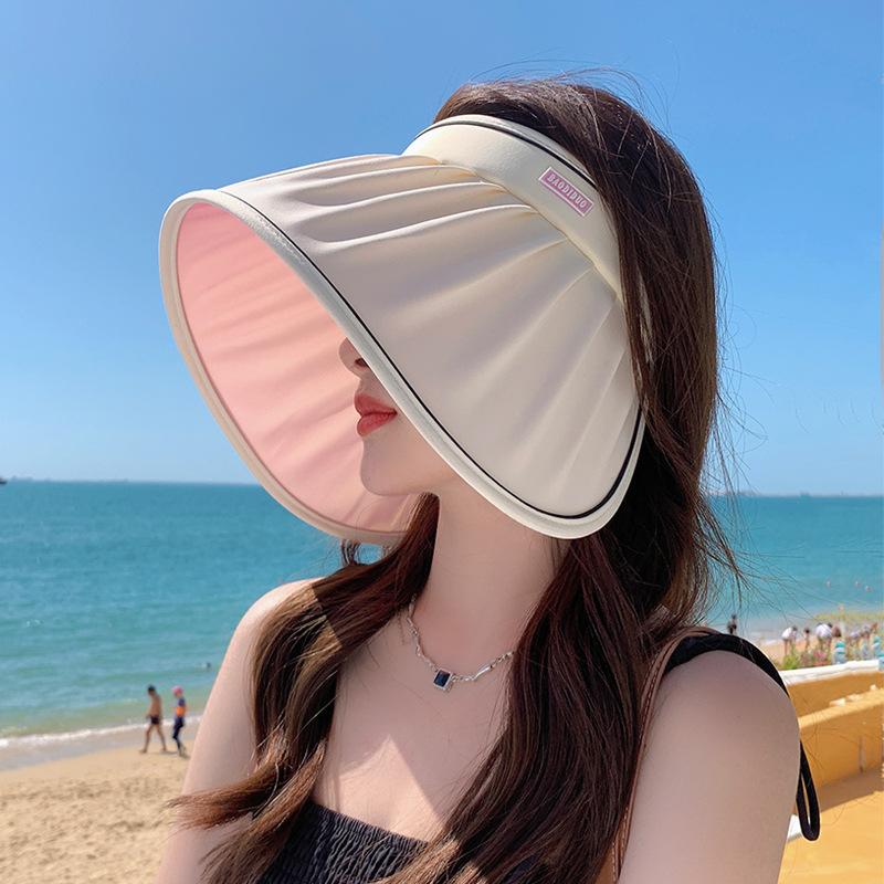 Shell hat wrap around large brim sun hat women's summer UV protection sun protection hat empty top hat children 8494
