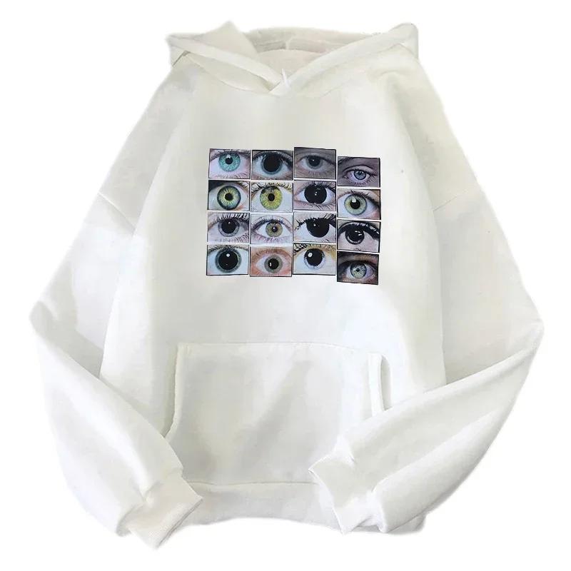 

Забавные глаза принтованные толстовки топы Y2K эстетика толстовка Harajuku винтажная уличная одежда осень женщины повседневные пуловеры толстовки унисекс S