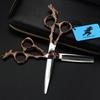 6.0-Inch Rose Gold Dragon Handle Hairdressing Scissors - Barber Straight & Thinning Shears