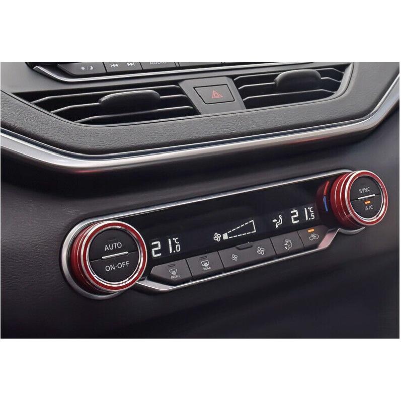 For Nissan Altima 2019-2024 Red Alloy Center Console AC Switch Knob Ring Trim 2X