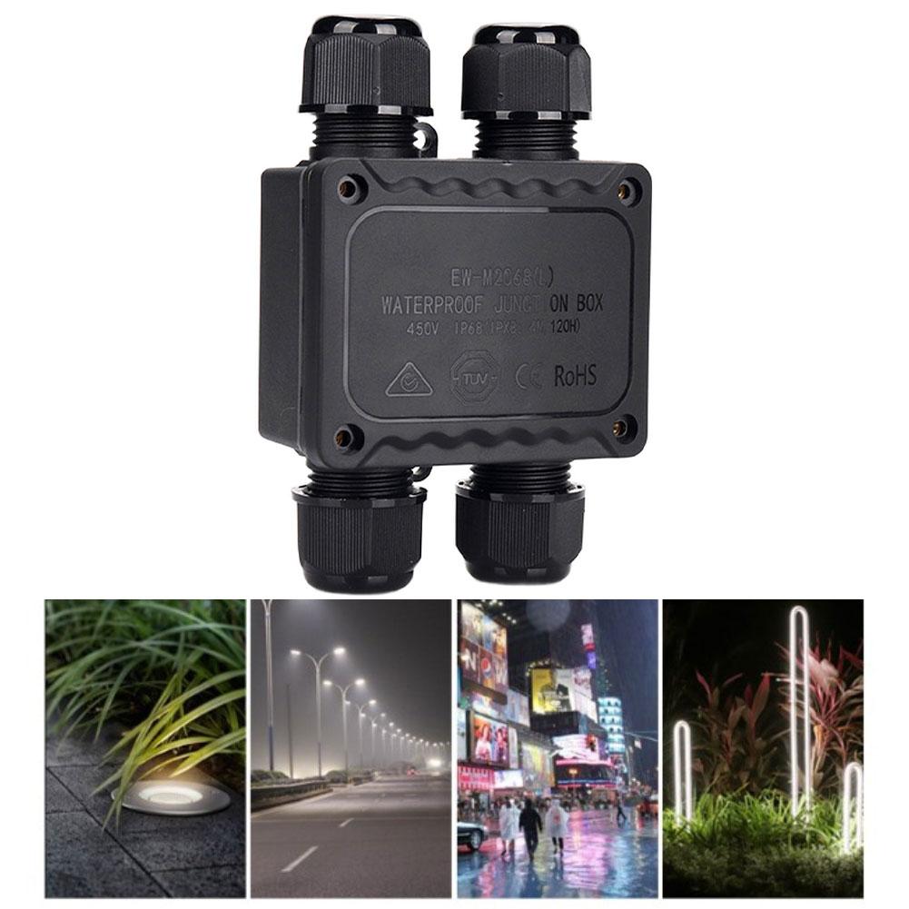 For outdoor IP68 waterproof junction box 4way 2in2out connector for cable diameters 5 to 14 millimeters PA66 nylon