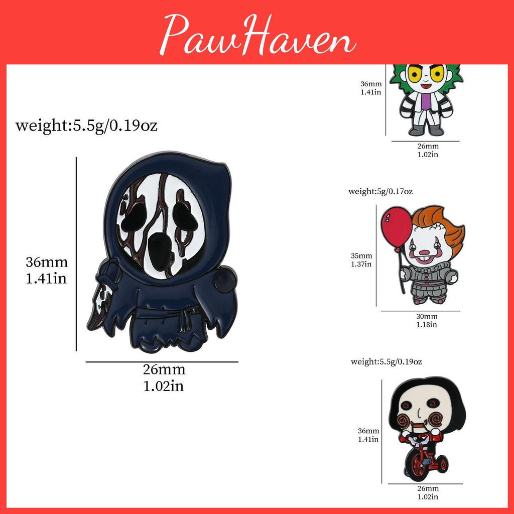 Creative Cartoon Halloween Series Brooch Scary Dark Metal Badge With Screaming Chainsaw Clown