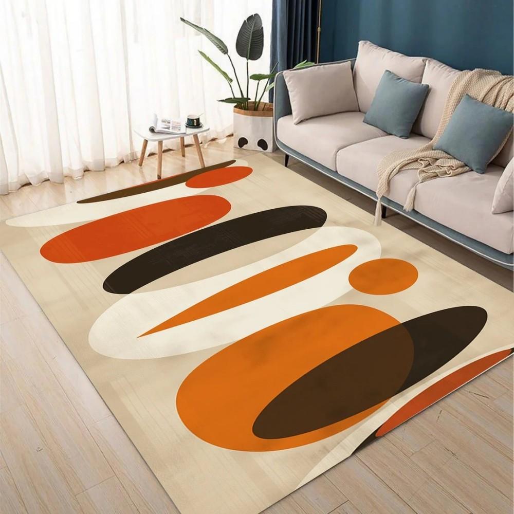 Mid Century Modern Geometric Rug Washable Area Rugs Bathroom Rugs Non Slip Soft Indoor Carpet for Office Kitchen Entrance Mat