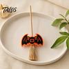 Exquisite Holiday Tabletop Accents Halloween Mini Broomstick Ornament, Witch Pumpkin Bat Ghost Decor with Natural Grass Wizard Hat Flower Decoration