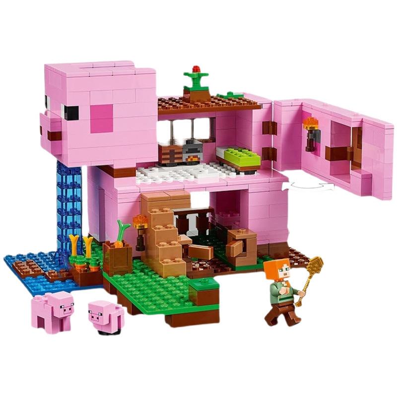 Compatible with Lego Small Particles: Piglet House Educational Toy for Parent-Child Interaction and World Building