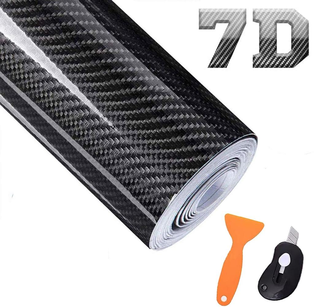 SEAMETAL Carbon Fiber High Super Car and Scratch Resistant Sheet, 7D, 30x300cm, Gloss, Stretchy, Wrap, Sticker, Interior/Exterior Wrapping, Dustproof,
