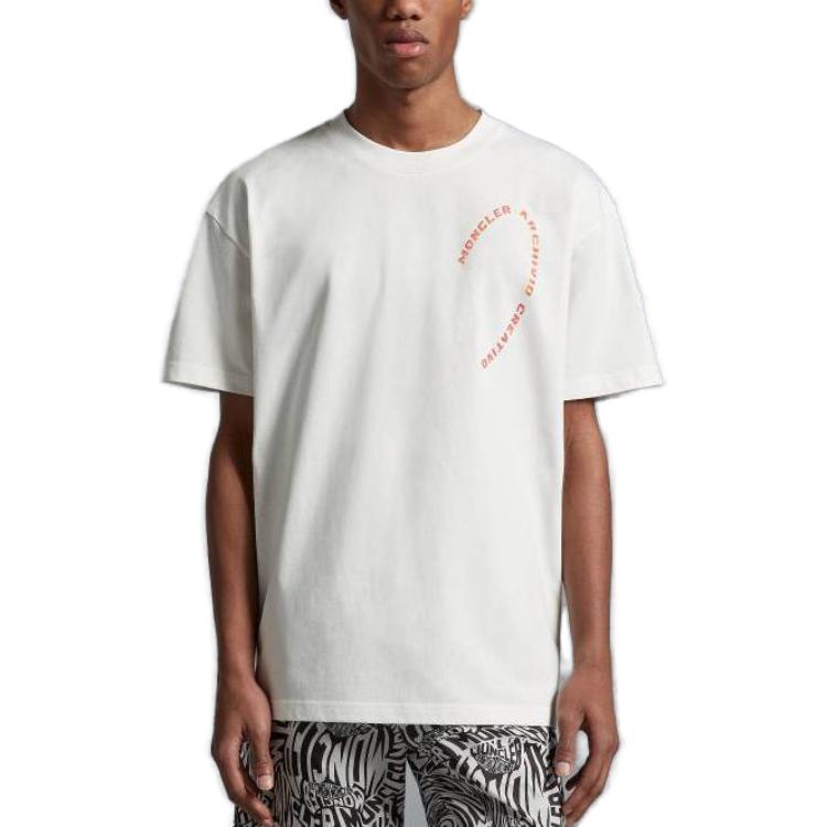 Moncler Round Neck Letter Print Short Sleeve T-Shirt Men tops White I10918C00022M2326034