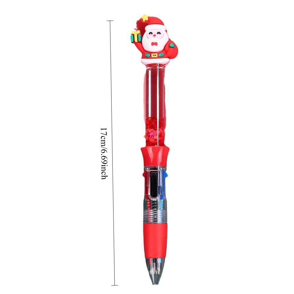 40Pcs Santa Claus Quicksand Four-color Ballpoint Pen Hand Account Pen Press Color Stationery Prize Gift Writing Tools Holiday Gift Novelty Stationery