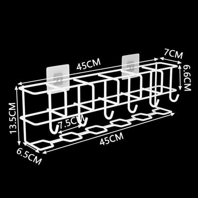 30/40cm Umbrella Storage Rack Wall Mount Coat Rack With 6 Hangers Hollow Hat And Clothing Organizer For Bathroom Living Room