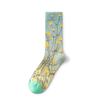 French Retro Abstract Oil Painting Mid-Calf Socks - Trendy Autumn/Winter High-Top Creative Combed Cotton for Women
